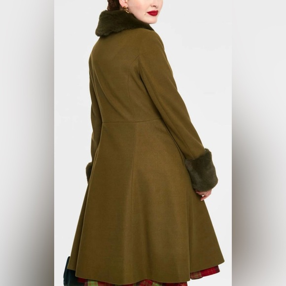 💚 NWT! Voodoo Vixen Retro 40s Olive Green Coat - Picture 4 of 11
